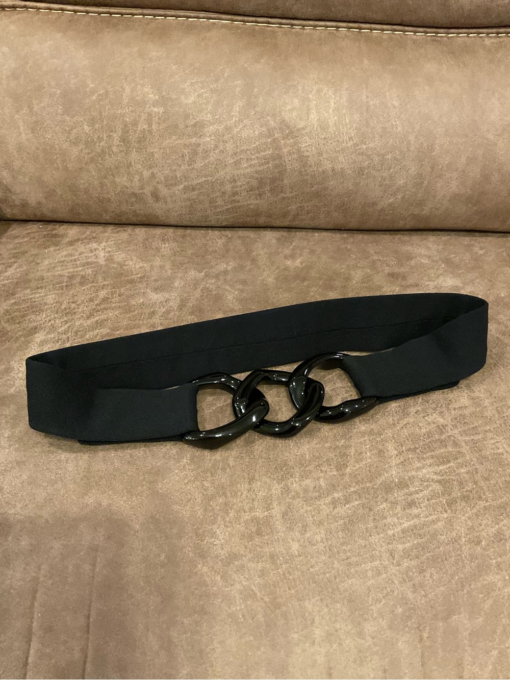 Black Chunky Link Elastic Belt